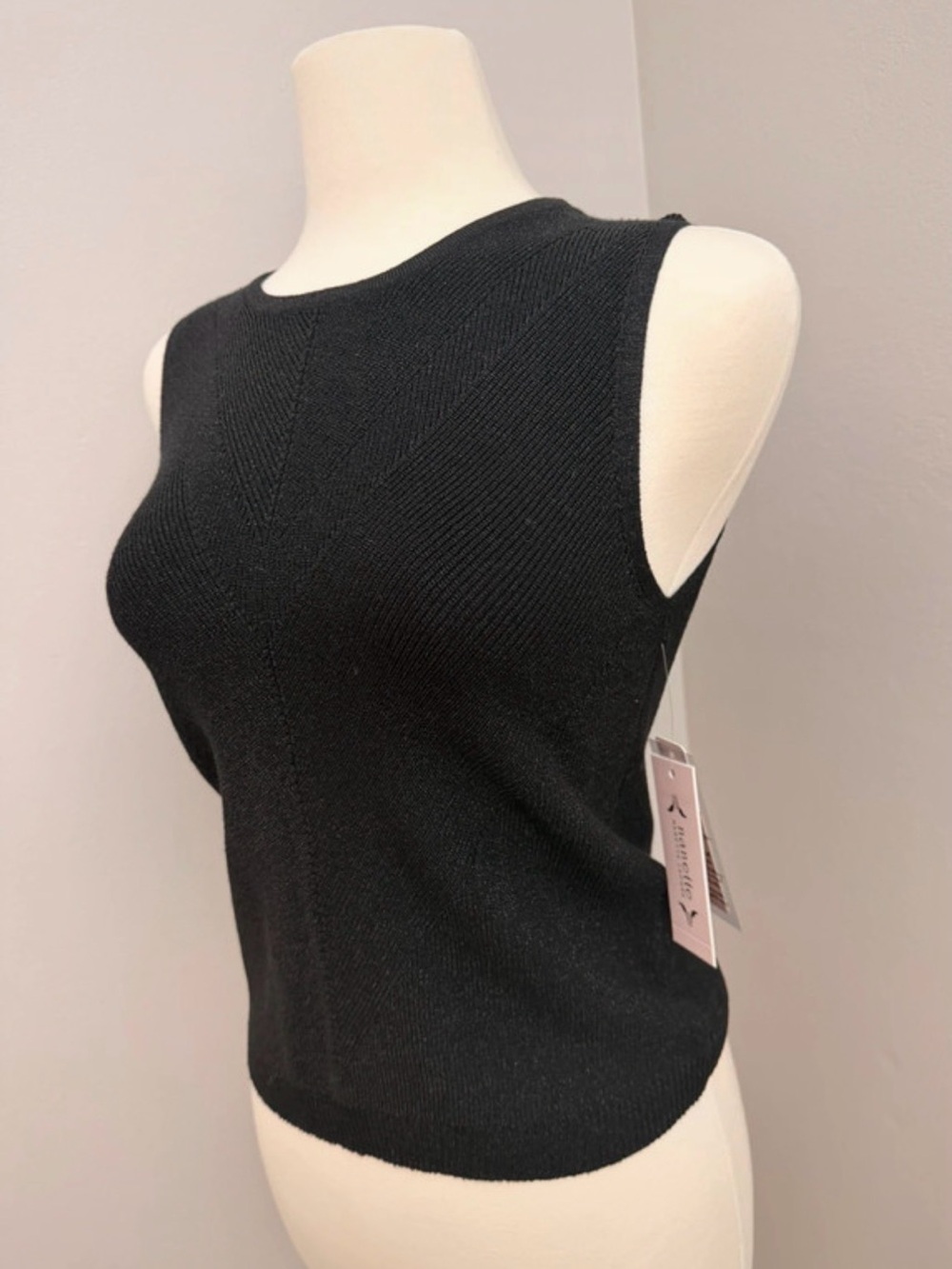 Nanette Lepore Black Metallic Knit Sweater Tank